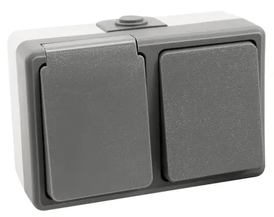 Produktbild von Feuchtraum Kombi-Dose McPower "Secure", 250V, Schalter+Steckdose, IP44, AP, grau