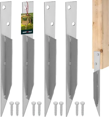 Produktbild von Bodenanker-Set – Pfahlhalter – Befestigung von Spielgeräten – ohne Beton – 4 Stück – silberfarben