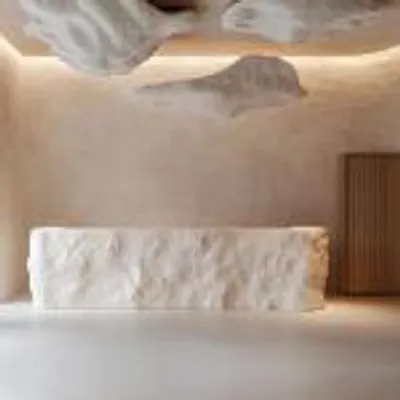 Produktbild von Ungewöhnlicher Empfangstisch, Bartheke im leichten Luxusstil, Theke für Firmenlobby 160×60×100cm
