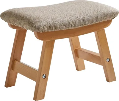 Image de Tabouret de pied en bois avec housse rembourrée - convient pour le salon et la chambre à coucher - 1 pièce - beige