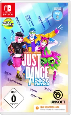 The image shows the front cover of the Nintendo Switch game 'Just Dance 2026 Edition'.