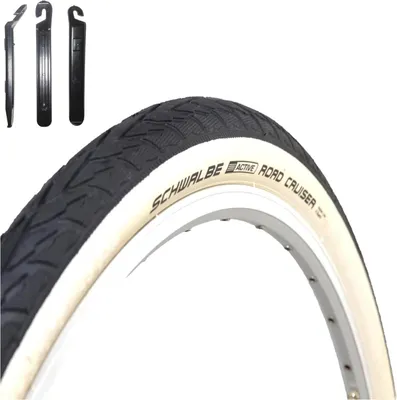 Zdjęcie produktu dla 1 x opona Schwalbe Road Cruiser z białymi ściankami 47-507 (24 x 1,75) wraz z 3 dźwigniami do opon