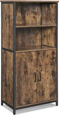 Image de In And OutdoorMatch Bibliothèque Emmie - 2 étagères - Bibliothèque avec portes - Salon, chambre et chambre d'enfant - Bois - MDF - 60 x 35 x 125 cm