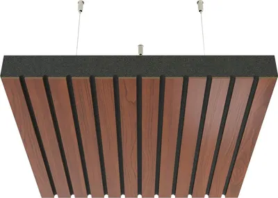 Produktbild von 2er-Pack – Decken-Akustikpaneele mit Montageset | Abgehängtes Akustikpaneel mit Schallabsorption und Diffusion |SLATO | Nussbaum]