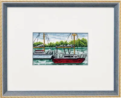 Zdjęcie produktu dla Zestaw do haftu krzyżykowego Permin "Żaglowce III", wzór liczony, 23x18cm, 92-8422