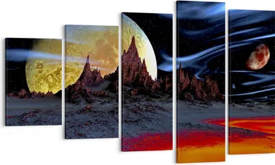 Produktbild von Bild auf Leinwand - Leinwandbild - Planeten Mond Universum - 100x60cm - Wand Bild - Wanddeko - Leinwanddruck - Bilder - Kunstdruck - Wanddekoration - Leinwand bilder - Wandkunst - EG100x60-2346