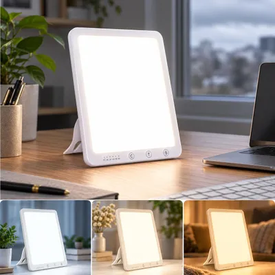 Produktbild von Tageslichtlampe 10000 Lux UV-Frei SAD Therapielampe, LED Lichtdusche Dimmbar & Timer, Sonnenlichtlampe gegen Winterdepression Tragbar für Büro Zuhause