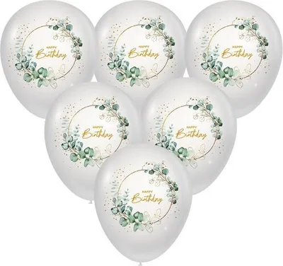 Produktbild von 10 Ballons Eucalyptus Happy Birthday - Happy Birthday um Eukalyptus Ø27cm