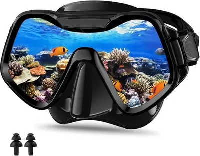 Image de Kit snorkel pour adultes - masque de plongée anti-buée et tuba sec avec lentille en verre trempé