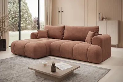 Produktbild von Ecksofa TREVIO Links in Hellbraun  260 × 93 x 165 cm – Modernes Designsofa mit Ottomane
