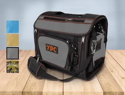 Produktbild von YPC Foreman Werkzeugtasche XL– Tragbare Aufbewahrungstasche mit Karabinerhaken, Wasserdicht, Reißfest, Stabiler Metallgriff & Schultergurt mit Polsterung, Grau-Schwarz, 37x36x27cm – 20 kg Tragkraft