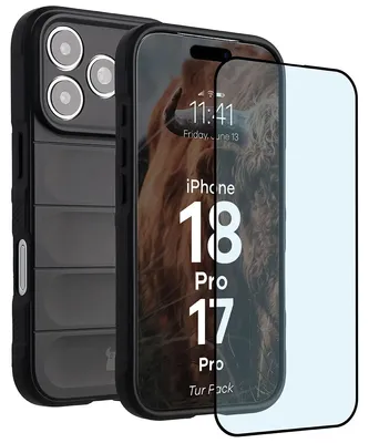 Produktbild von Robuste Handyhülle + gehärtetem Glas für iPhone 18 Pro / 17 Pro, Bizon Tur Pack, Schwarz