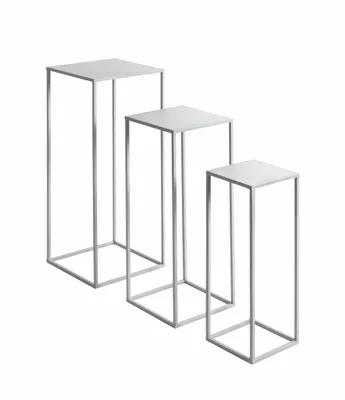 Produktbild von HAKU Blumensäule 3er Set Coolgrey - Metall, B/H/T: 18/23/28 x 50/60/70 x 18/23/28 cm