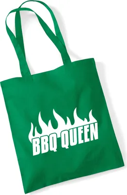 Produktbild von Huuraa Jutebeutel BBQ Queen Flammen 10 Liter Kelly Green Baumwolle Tasche Geschenkidee