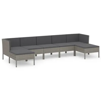Obrázek produktu pro vidaXL 7dílná zahradní lehátková souprava s polštáři Poly Rattan Grey