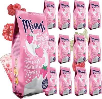 Produktbild von Mimi Milchmix Joghurt Himbeere Getränkepulver 12 x 400g - Warm und kalt löslich - Vorteilspack