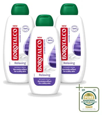 Obrázek produktu pro 3 kusy sprchového gelu Borotalco Relaxing – Levandule a kosatec – 250 ml – Balení