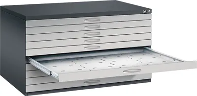 Produktbild von CP 7200 Planschrank schwarzgrau, weißaluminium 10 Schubladen 135,0 x 96,0 x 76,0 cm