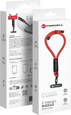 Obrázok produktu pre FORCELL F-DESIGN R10X40 šnúrka na telefón na zápästie s nastaviteľnou dĺžkou (max. 20 cm v slučke) červená