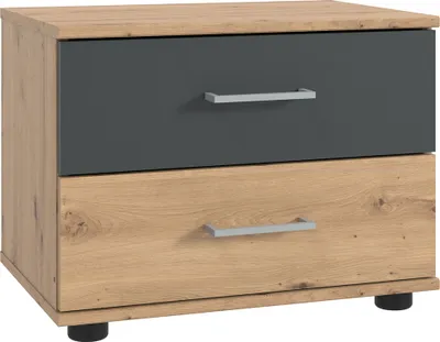 Produktbild von Nachttisch 52 cm breit modern in Eiche mit graphit TREVISO-43
