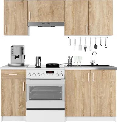 Produktbild von Küchenmöbel-Set LIMA 1.8m Weiß, Sonoma Eiche B180xH203xT44,5 cm