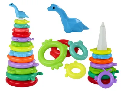 Produktbild von Leantoys Giraffen-Pyramiden-Puzzle, 13 Kreise, bunt, 43 cm x 18 cm x 18 cm
