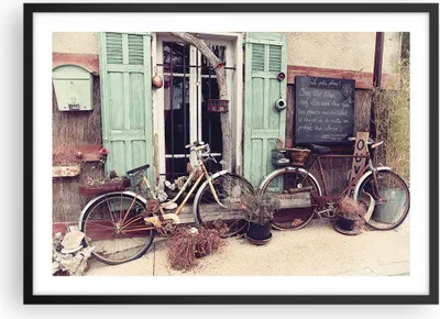 Produktbild von Gerahmtes Poster - Schwarzer Rahmen - Fahrräder Vintage Mietshaus - 70x50 cm - Wand Bild - Wanddeko - Wandbilder - Kunstposter - Wandposter - Bilderrahmen - Bilder - Kunstdruck - P2BAA70x50-4588