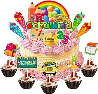 Image de Kit de décoration de gâteau, 23 pièces - pour la rentrée scolaire - Décorations de gâteau pour le début de l'école, pour les fêtes et les enfants