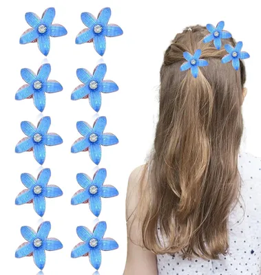 Produktbild von 10 Stück kleine Blumenklammern - blau