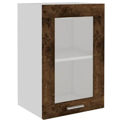 Image de vidaXL Armoire suspendue Lyon verre chêne fumé 40x31x60 cm Bois composite