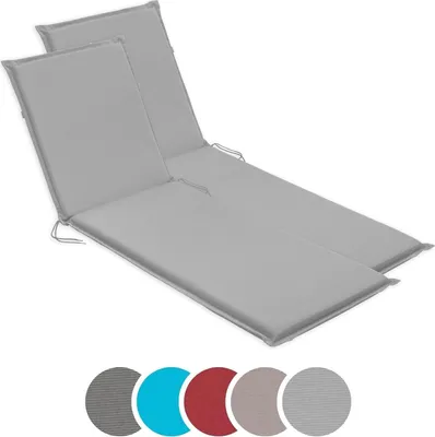 Produktbild von sleepling - 2er Set Gartenliege Auflage, Polster Sonnenliege, 190 x 58 cm, 6 cm dick, silber