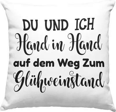 Produktbild von Trendation - Glühwein Deko-Kissen mit Füllung 40x40 Lustig Spruch Glühweinbecher mit Henkel Doppelwandig GlühweinDeko-Kissen mit Füllung 40x40n Gläser Weihnachtsmarkt Becher Deko-Kissen mit Füllung 40x40n Geschenk - Du Und Ich (Grün)
