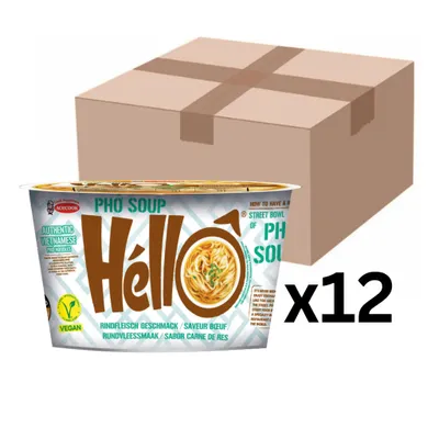 Produktbild von 12er-Pack Acecook Pho Soup Hello Instant Reisnudeln Rind Cup 70g