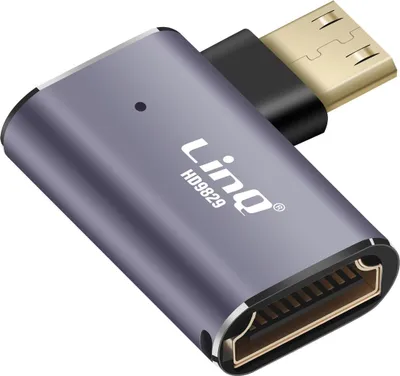 Immagine prodotto di LinQ, presa HDMI a spina mini-HDMI 8K UHD angolata a sinistra, grigio