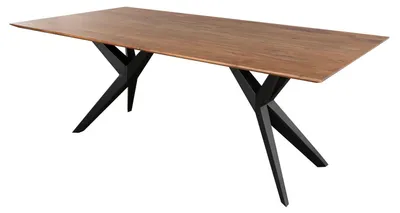 Produktbild von MASSIVMOEBEL24.DE Esstisch Akazie 140x90x76 natur lackiert Beine anthrazit matt SWISS EDGE #02