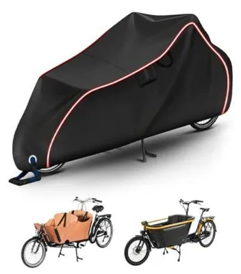 Zdjęcie produktu dla Pokrowiec na rower cargo, wodoodporny, wykonany z tkaniny Oxford 420D, wymiary: 285x75x120 cm