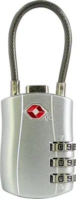 Produktbild von INF TSA Kabelgepäckschloss - Zinklegierung Zahlenschloss für Koffer, Rucksäcke Silber