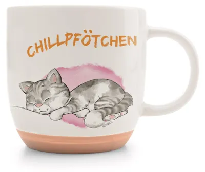Produktbild von Nici Tasse Katze "Chillpfötchen" weiß/orange/ rosa 400 ml