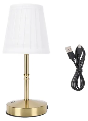 Produktbild von Kabellose LED-Tischlampe, USB-Touch-Steuerung, dimmbarer Stoffschirm für Schlafzimmer