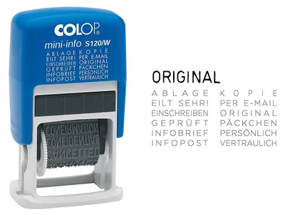 Produktbild von COLOP Wortbandstempel Mini Dater S120/W blau