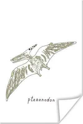 Produktbild von MuchoWow® Poster Kinderzimmer - Pteranodon - Grün - Jungen - Mädchen - Kinder 80x120 cm - Papierdruck