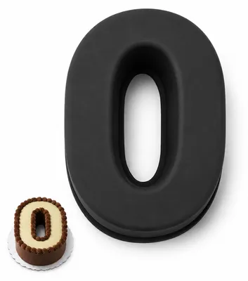 Silikon-Kuchenform Zahl 0, groß, 1 Stück, schwarz, 24x23x6 cm