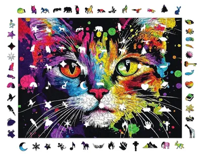 Produktbild von Bunte Katze Holzpuzzle (2D)