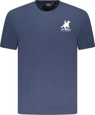 Immagine prodotto di T-shirt blu a maniche corte da uomo con stampa e scollo rotondo