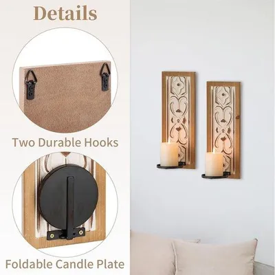 Produktbild von Famanu Wandkandelaar Vintage - Rustikale Wandkandelaus Halter mit Blumenrelief