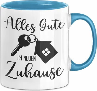 Produktbild von Einzugsgeschenke Wohnung Tasse Haus Umzug Geschenkidee Alles Gute Zum Umzug Geschenkidee Alles Gute Im Neuen Zuhause Kaffee-Becher (Blau)