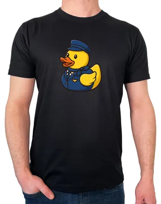 Produktbild von Huuraa Herren T-Shirt Quietscheente Stewardess Gummiente Flugbegleiterin XL Black  Baumwolle Fairtrade Herrenshirt Geschenkidee