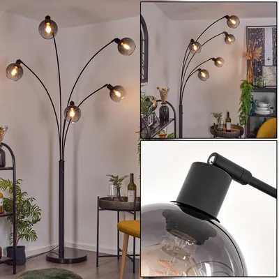 Produktbild von Suio Stehlampe aus Metall/Glas in Schwarz/Rauchglas/Klar