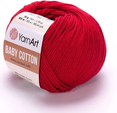Produktbild von Yarnart Baby Baumwolle 427 - Feuerrot, 165m, 50g, Weich & Ideal für Kinderakzessorien