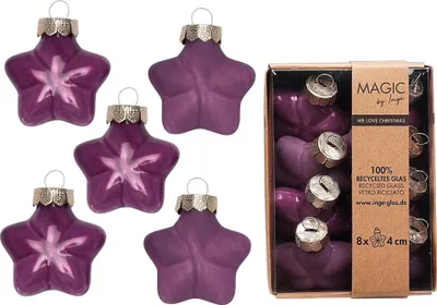 Produktbild von Christbaumschmuck Sterne 4cm Glas 8 Stück - Wild Mauve